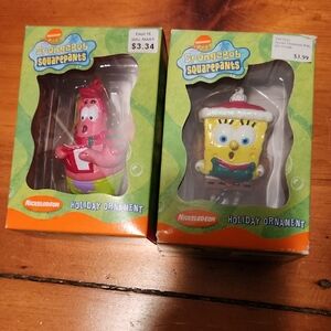 Nickelodeon SpongeBob and Patrick Holiday Ornaments - Pink and Yellow